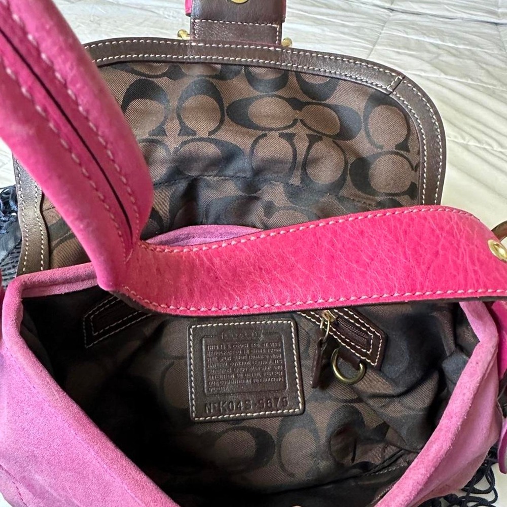 Coach soho bag hot pink suede brown monogram interior y2k vintage - Picture 5 of 6